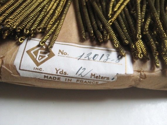1 yd SPECIAL PRICE Antique Vintage UNUSED French 8/" Gold Metallic Bullion Fringe