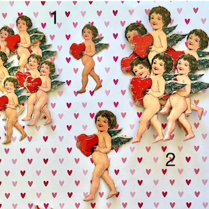10 pcs Vintage/Antique W/ Heart Diecut Victorian Paper Scrap Valentines