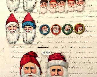 Vintage/Antique Santa Heads Assortment Diecut Victorian Paper Scrap
