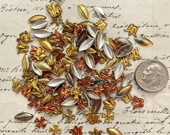 Vintage Antique 1880&#39;s French Metal Gold/Silver/Copper Sequins Embroidery