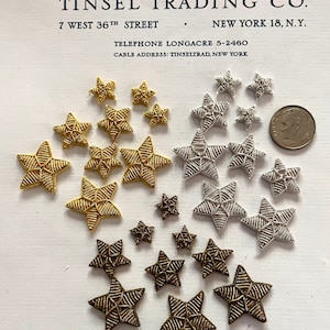 3 Pcs Tiny Gold & Silver Metallic Bullion Stars Applique 3/8”-7/8”