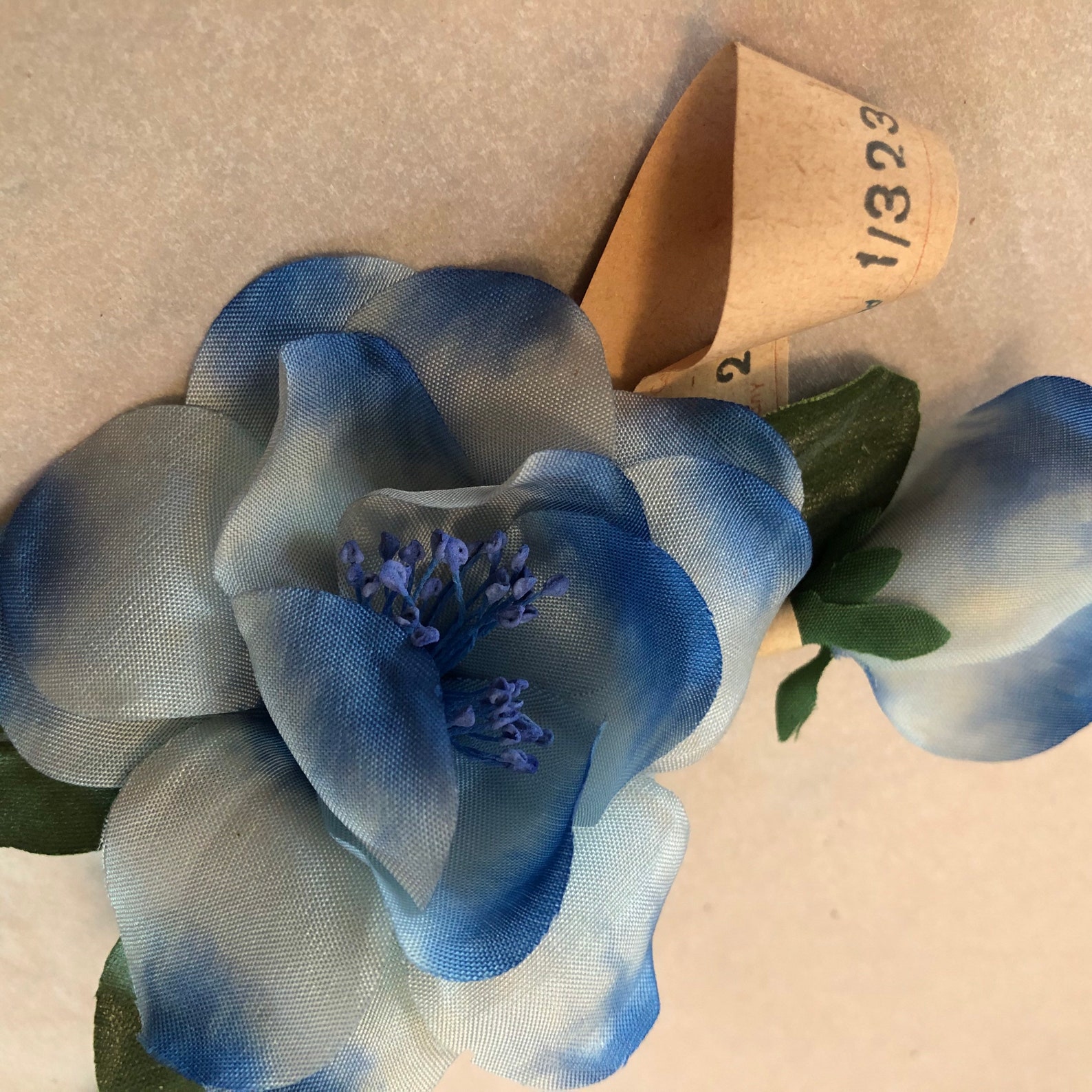 Vintage Blue Flower Bow Hat
