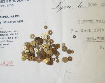 3 & 5mm Vintage Antique French Metal Tiny Gold Sequin Couture Embroidery Costume Theater