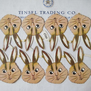 8 Easter Vintage Antique Bunny Rabbit Heads Diecut Victorian Scrap