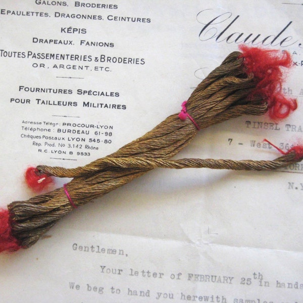 Vintage Antique Gold French Metallic Twist Thread Fly Tying Embroidery