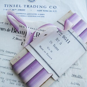 1 yard Antique Vintage Purplish Ombre French Rayon Ribbon Ribbonwork 5/8"