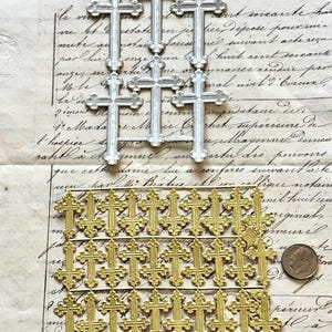 Silver and Gold Dresden Paper Foil Crosses Easter Dresden Diecut Victorian Scrap