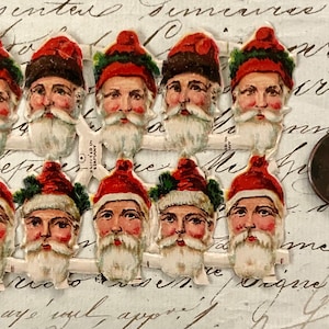 10 pcs Vintage/Antique Santa Heads Diecut Victorian Paper Scrap