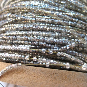 3 yds Vintage Antique Silver Glass Beads on Wire Doll Jewelry