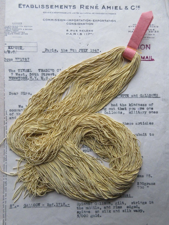 AUTHENTIC FRENCH Vintage Gold Metal Thread Rough Purl Bullion Embroidery