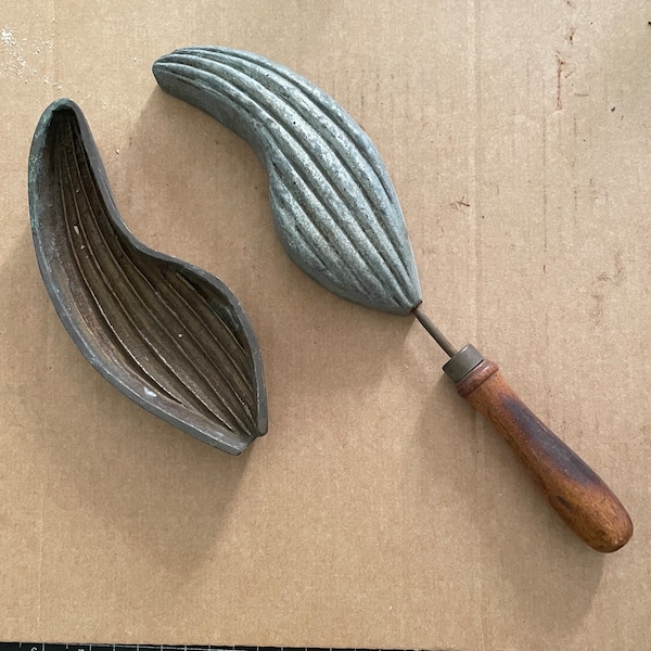 Unusual-Unique Large Antique/Vintage Authenic Millinery Flower Mold Tool W/ Wood Handle