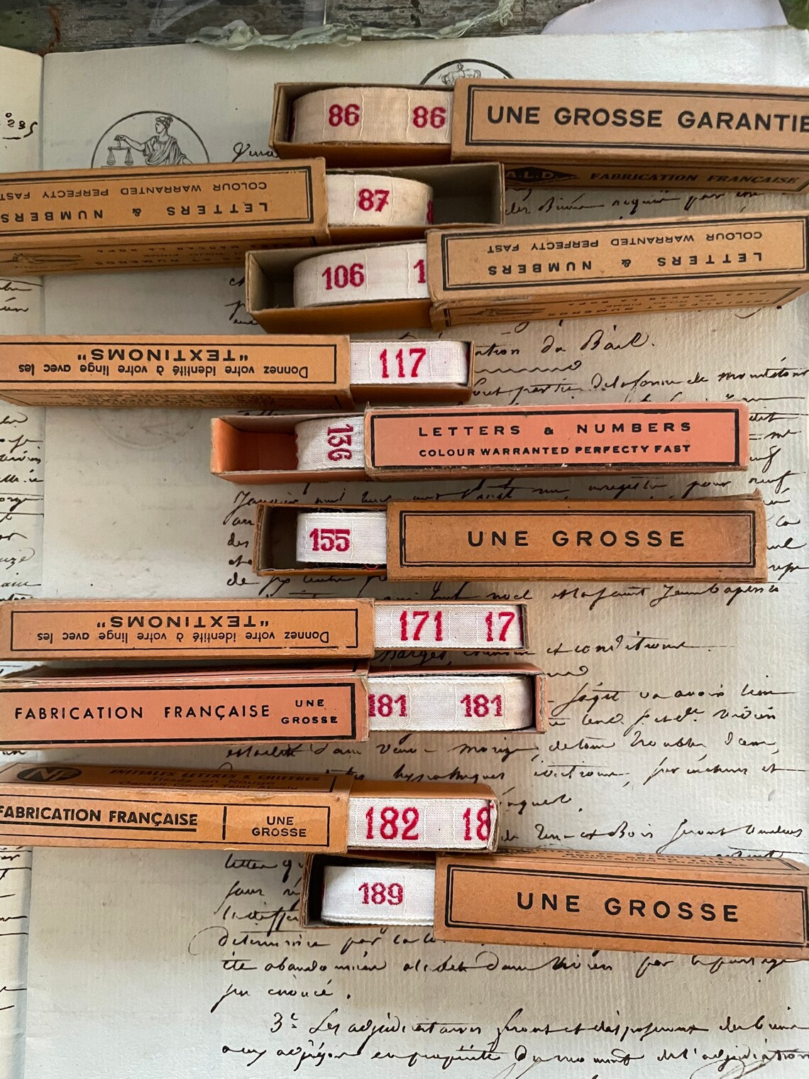 Antique French Laundry Labels Initials & Numbers Unused in Etsy