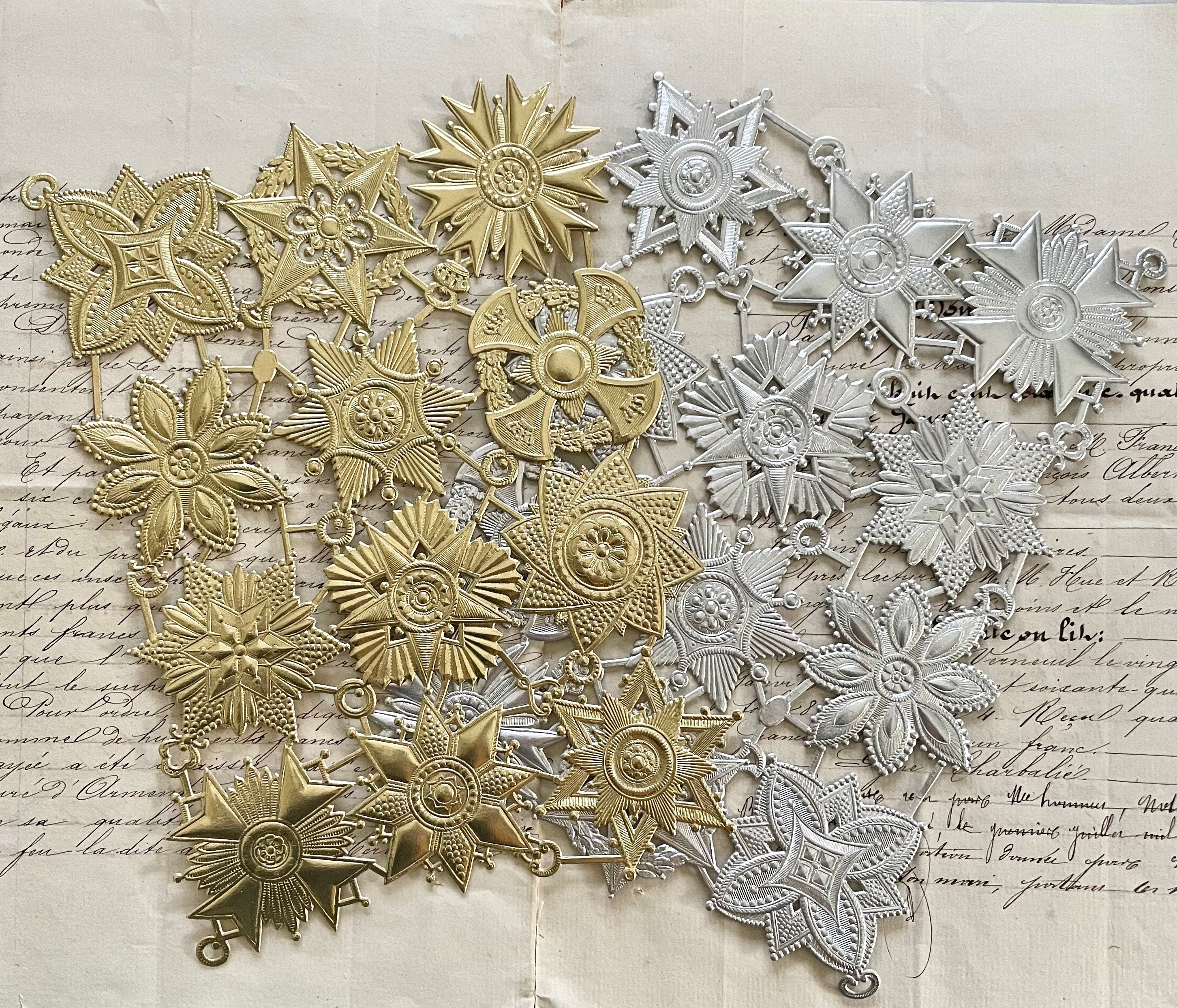 German Dresden Gold Foil Paper Alter Embellishments Victorian Crafts