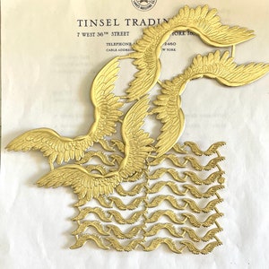 2 Sizes Gold Dresden Paper Foil Wings Diecut Victorian Scrap