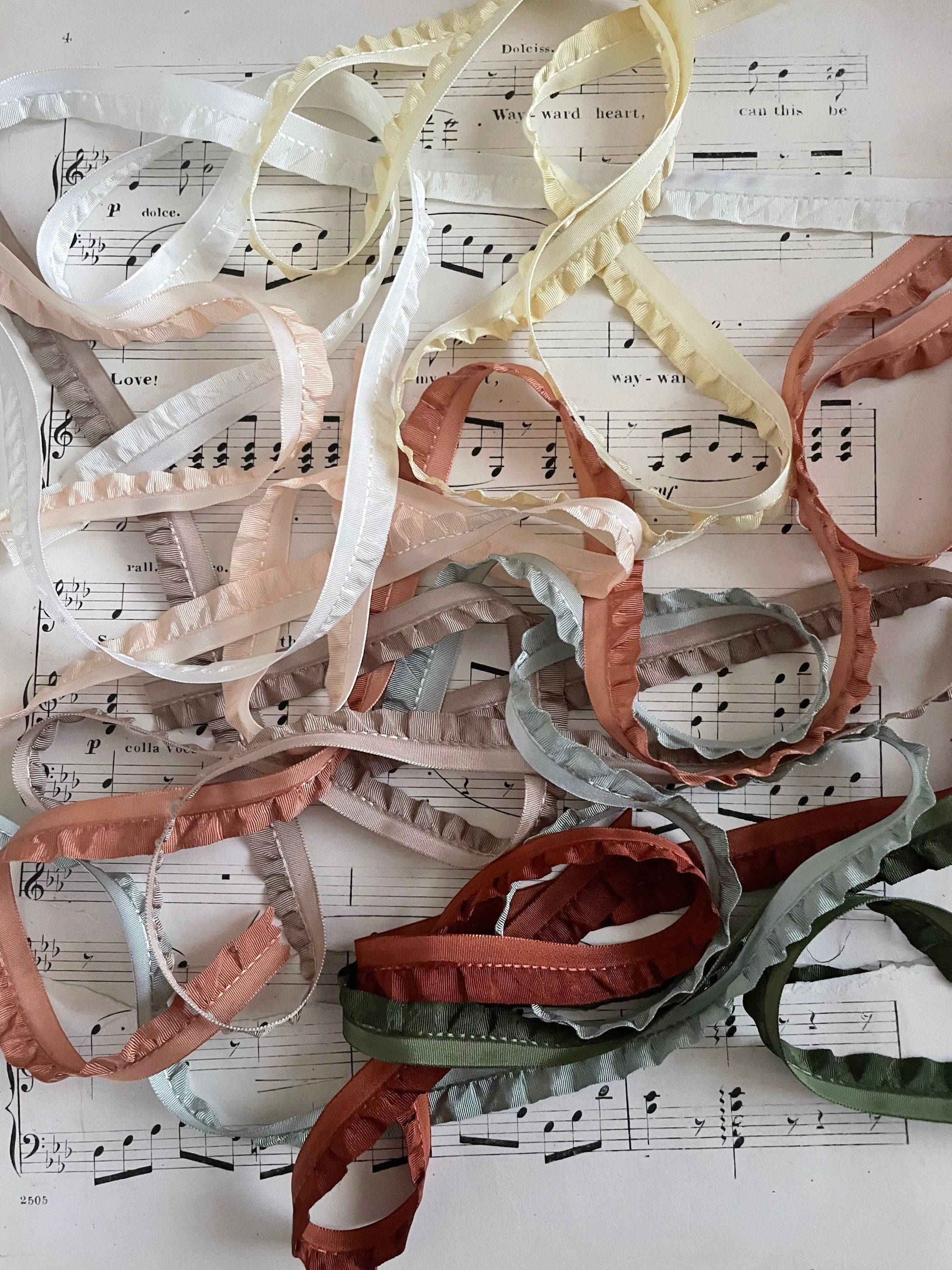 1 Yard Ruffle Mokuba Ribbon  Lots of Colors 1/2"
