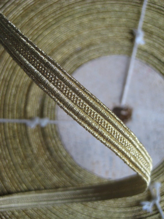 1 yd Vintage Antique French Dark Gold Metallic Lace Trim 5//16/" Lampshade Pillow