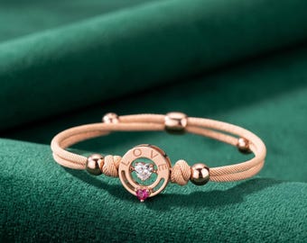 Romantic Love Heart Bracelet, Sparkling Crystal Promise Wristband