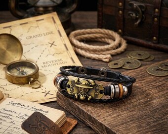 Pirate Skull Bracelet, Retro Nautical Wristband, Adventure Inspired Jewelry