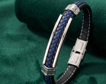 Personalized Men's Bracelet, Elegant Braided Identification Wristband