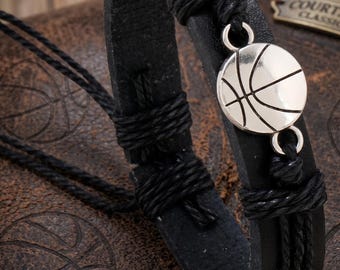 Basketball Bracelet, Sports Charm Wristband, Athlete Gift for Men Boy Kids