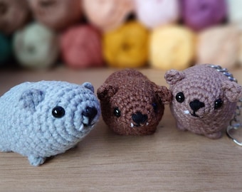 Crochet Hyrax Plushie, Handmade Amigurumi Rock Hyrax Keyring
