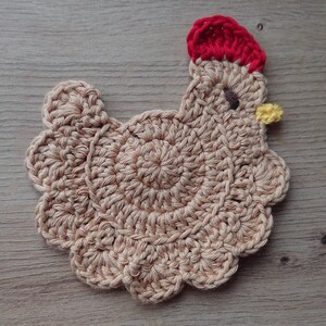 Stardew Valley crochet chicken coaster, Handmade drink placemat Nougat Chicken