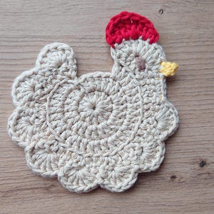 Stardew Valley crochet chicken coaster, Handmade drink placemat Late Chicken