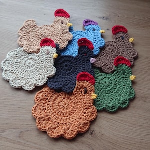 Stardew Valley crochet chicken coaster, Handmade drink placemat image 2