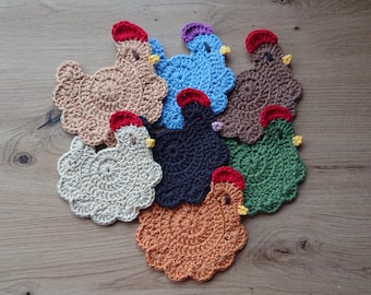 Posavasos de pollo de crochet de Stardew Valley, mantel individual para bebidas hecho a mano