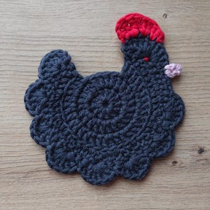 Stardew Valley crochet chicken coaster, Handmade drink placemat Void Chicken