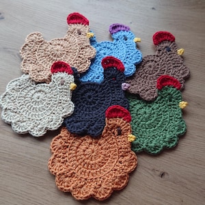 Stardew Valley crochet chicken coaster, Handmade drink placemat image 4