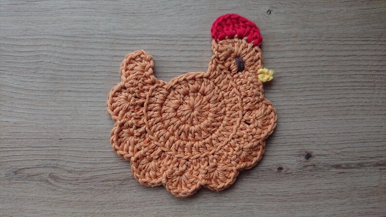 Stardew Valley crochet chicken coaster, Handmade drink placemat Caramel Chicken