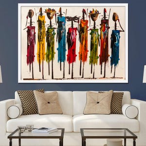 Afrikanische Stammes- Wandkunst | Bunte Abstrakte Kunst Gemälde | Boho ethnische Leinwand | Modernes kulturelles Wohnkultur