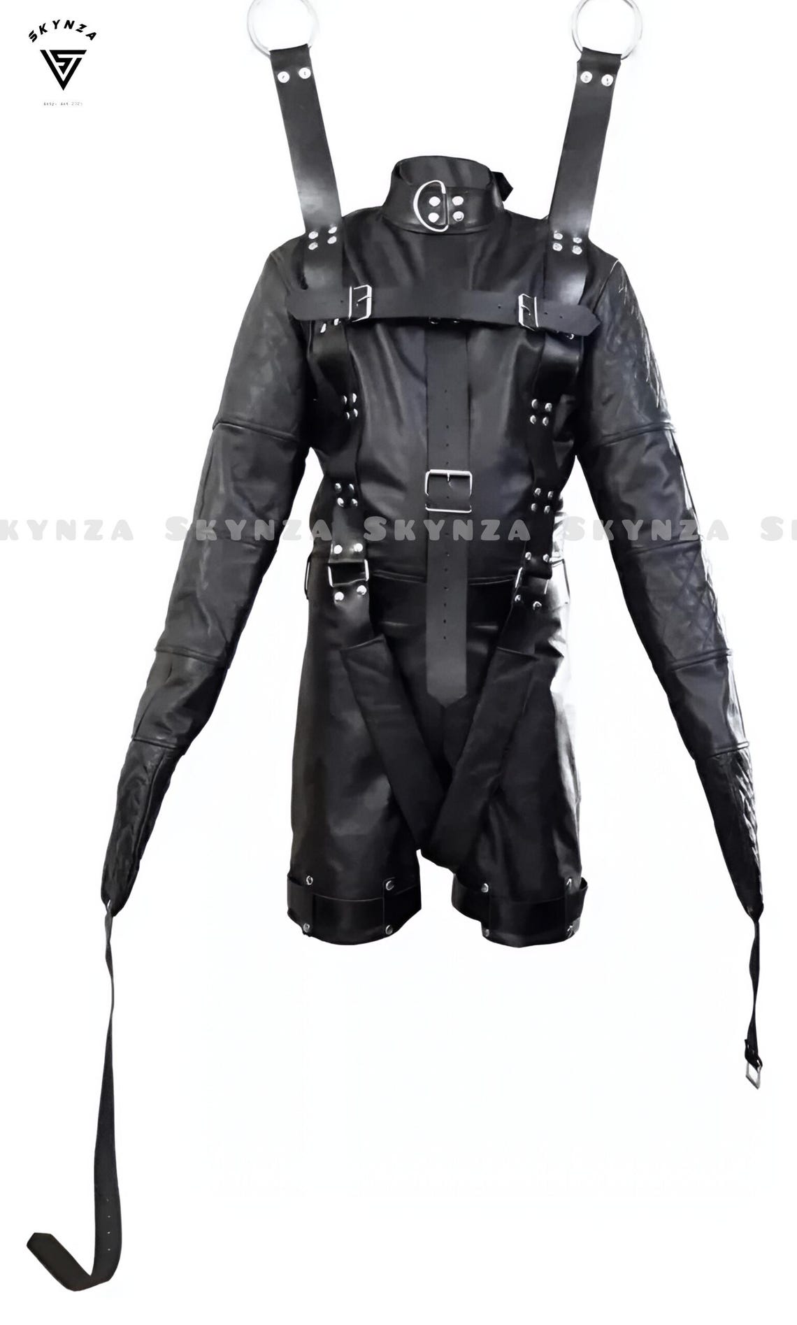Restraint Jacket Black Leather Straitjacket – Full Restraint Bondage Jacket With Straps ...