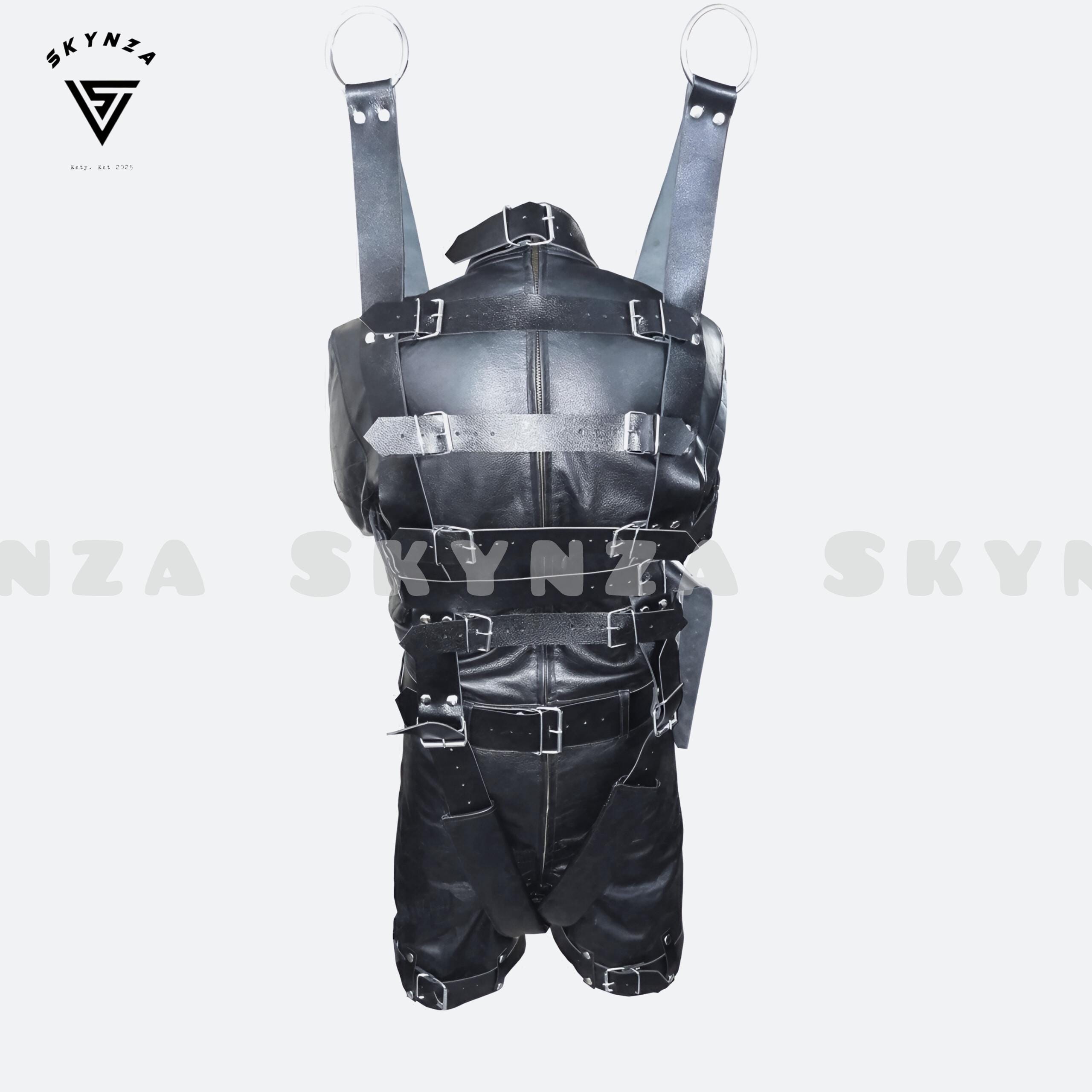Restraint Jacket Black Leather Straitjacket – Full Restraint Bondage Jacket With Straps ...