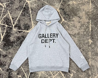 Gallery Dept. Heather Grey Logo Hoodie Men’s Cotton Jersey Relaxed Fit