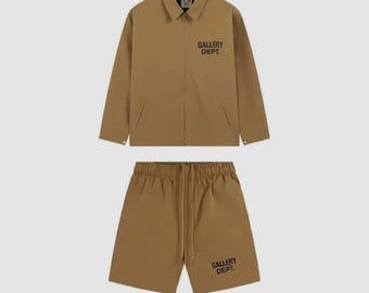 Conjunto de chaqueta Montecito y pantalones cortos Zuma de Gallery Dept.: ropa urbana de diseñador en marrón tostado/marrón