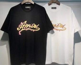 Amiri Filigree Baumwoll Jersey T-Shirt | Luxus Logo Print Streetwear T-Shirt