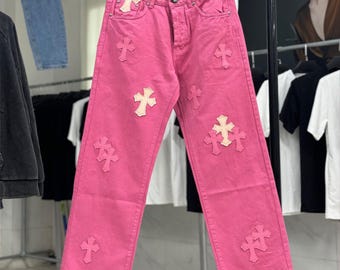 Pink Cross Patch Vintage Jeans | Custom Levi’s Style Denim