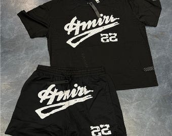 Schwarzes Mesh T-Shirt & Shorts Set | Atmungsaktives Sommer zweiteiliges Outfit