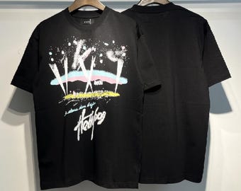 AMIRI Hollywood Lights Schwarzes Baumwolle T-Shirt | Luxuriöses grafisches Streetwear-T-Shirt