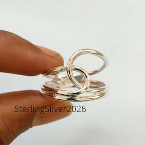925 Sterling Silver Stacking Ring, Minimalist Loop Ring, Handmade Silver Band, Open Ring, Modern Stackable Jewelry Gift for Her