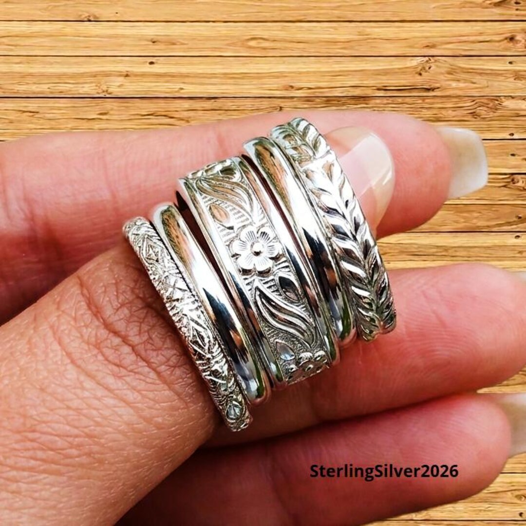 Stackable Rings Silver Stylish 11pc Sterling Silver Stacking Rings Set, Minimalist Stackable Rings for ...
