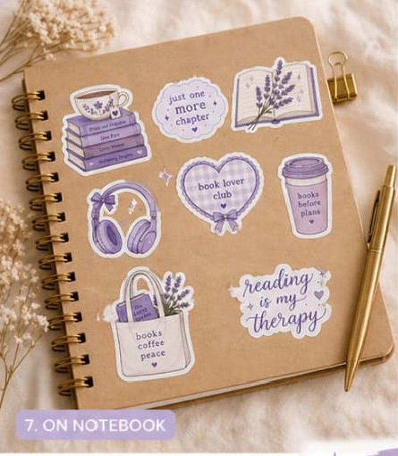 Stickers for Book Lovers | Purple Digital PNG (digital Download) - Etsy