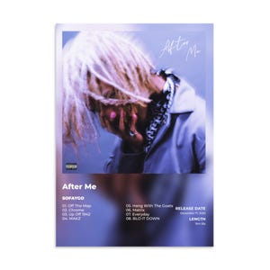 May include: Album cover for "After Me" by SOFAYGO. The image features a person with light-colored dreadlocks, wearing a light blue jacket. The album title and tracklist are displayed below, with a release date of December 17, 2020, and a length of 19m 55s.
