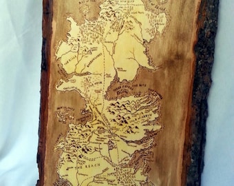 Game of Thrones Westeros Woodburned Map
