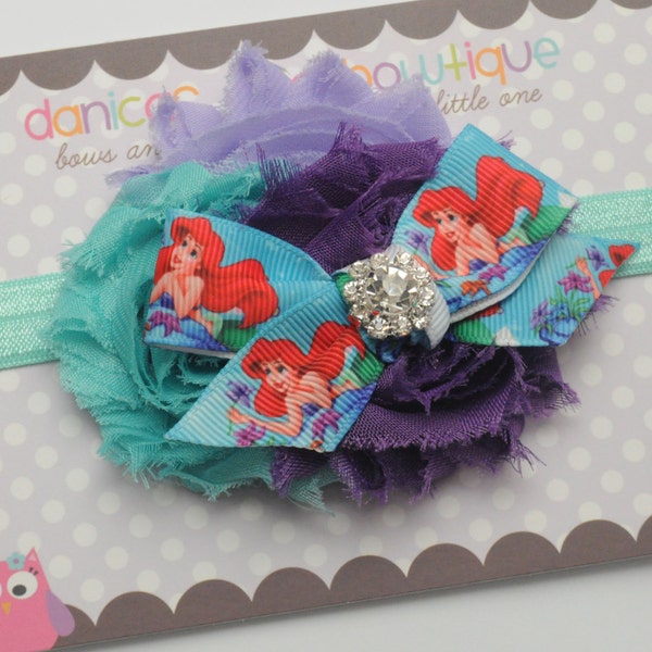 Ariel, little mermaid inspired headband, Light purple, aqua and purple headband. Infant, toddler, child, adult sizes