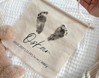 Personalisierte Hand Fuß Druck Stoff Baby Shower Zeichen Neugeborenen Abdruck Baby Geschenk Handabdrücke Neugeborene Kunst Kinderzimmer Wand Kunst Hand Fuß Abdrücke