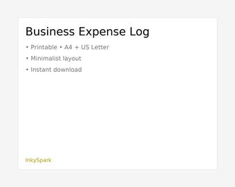 Business Expense Log | Printable Small Business Tracker | Income & Expense Sheet | Bookkeeping Template | Instant Download
