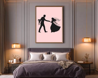 Romantic Couple Silhouette Print | Modern Wall Art | Digital Download